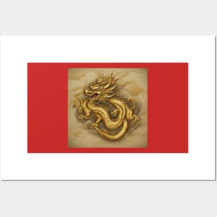 gold dragon Posters and Art